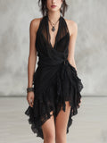 ADRIANA - Minivestido halter de encaje y volantes™