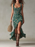 VICENTA - Vestido largo estampado con abertura™