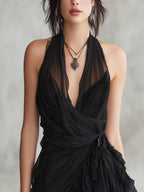 ADRIANA - Minivestido halter de encaje y volantes™