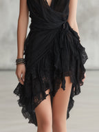ADRIANA - Minivestido halter de encaje y volantes™