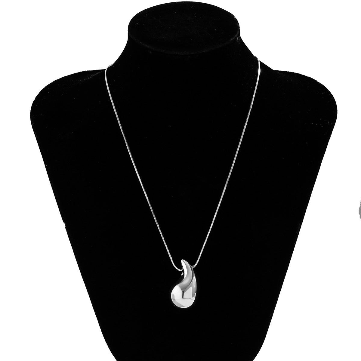SELENE - Collar con colgante de gota orgánica en baño de rodio y plata de ley™
