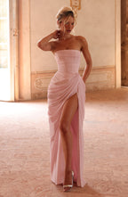 CELIA - Vestido largo de palabra de honor con drapeado™