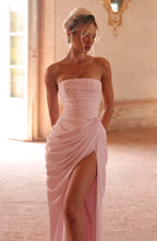 CELIA - Vestido largo de palabra de honor con drapeado™