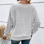 JULIA - Jersey de punto suave de manga larga con cuello barco y textura acanalada™