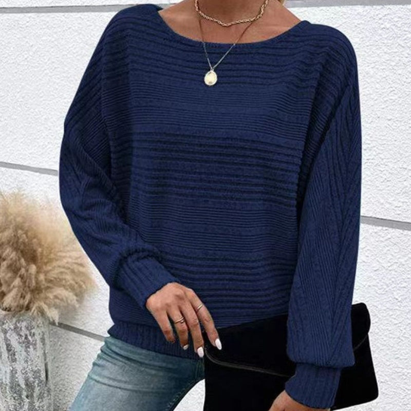 JULIA - Jersey de punto suave de manga larga con cuello barco y textura acanalada™