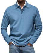 MAURO - Polo de manga larga en punto elástico con cuello camisero clásico™