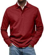 MAURO - Polo de manga larga en punto elástico con cuello camisero clásico™