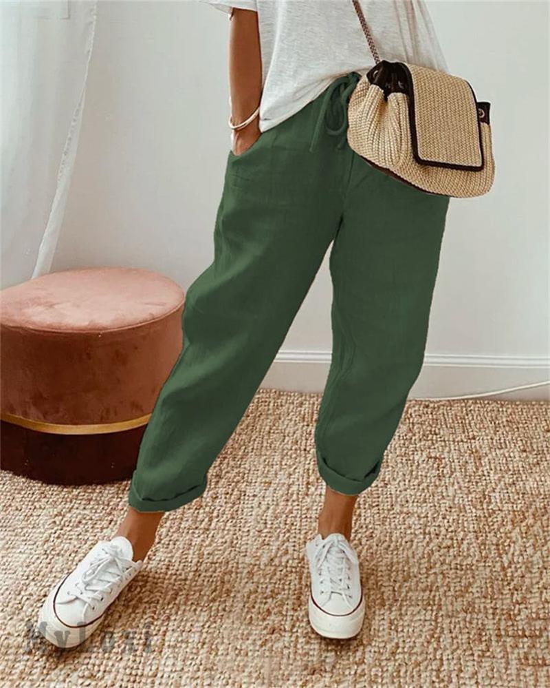 VEGA - Pantalón holgado de mezcla de lino con corte fluido™