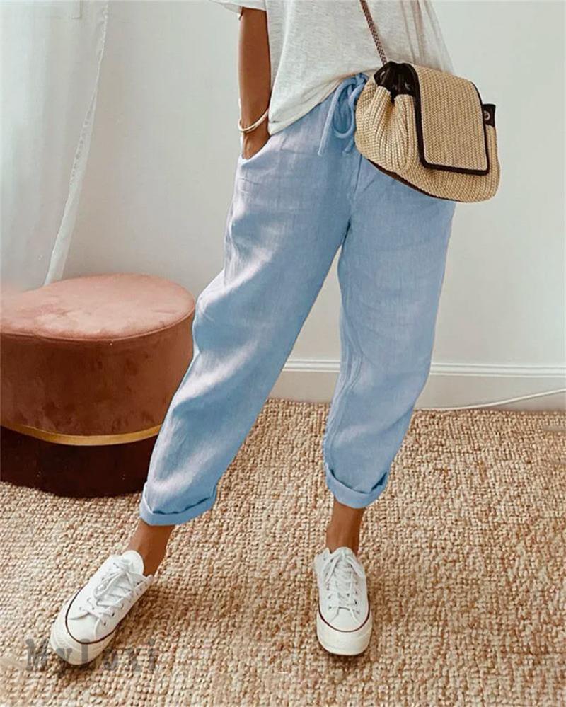 VEGA - Pantalón holgado de mezcla de lino con corte fluido™