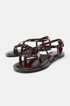 SIENNA-Sandalias Planas de Tiras Cruzadas