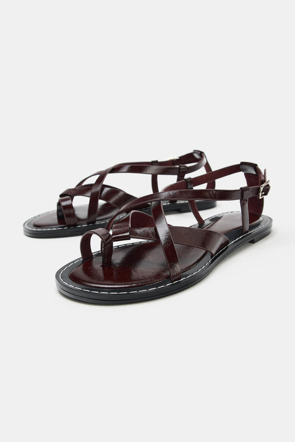 SIENNA-Sandalias Planas de Tiras Cruzadas