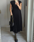 CHLOE - Vestido largo plisado sin mangas de corte evasé estilo túnica™