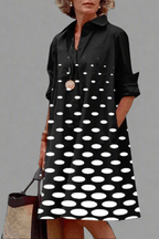FABIANA - Vestido camisero midi con estampado de lunares y talle holgado™