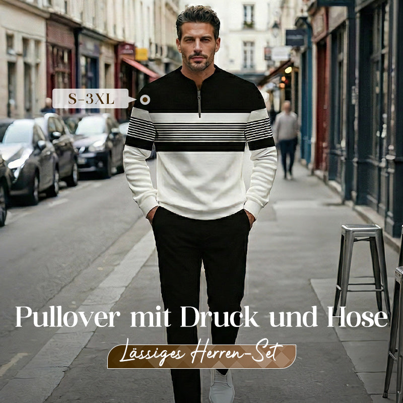 👕 50% RABATT! 🔥 Herren-Set mit Grafikprint – Pullover & Hose – Lässiger Streetstyle, Bequemer Stoff & Perfektes Match 👖