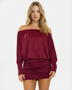 NOELIA - Minivestido ajustado de escote barco con mangas largas™