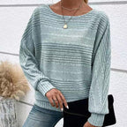 JULIA - Jersey de punto suave de manga larga con cuello barco y textura acanalada™