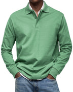 MAURO - Polo de manga larga en punto elástico con cuello camisero clásico™