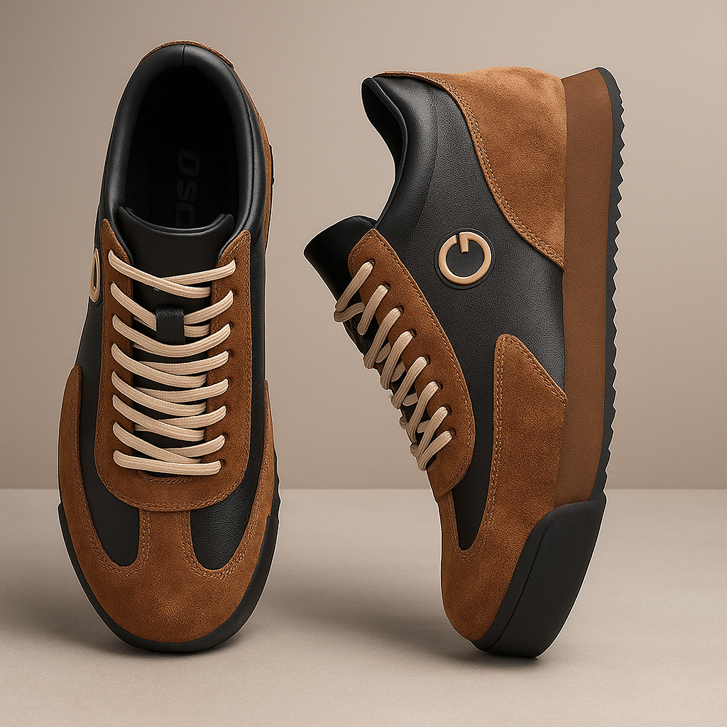 GAEL - Zapatillas de piel y ante estilo urbano con detalle de inicial y suela reforzada™