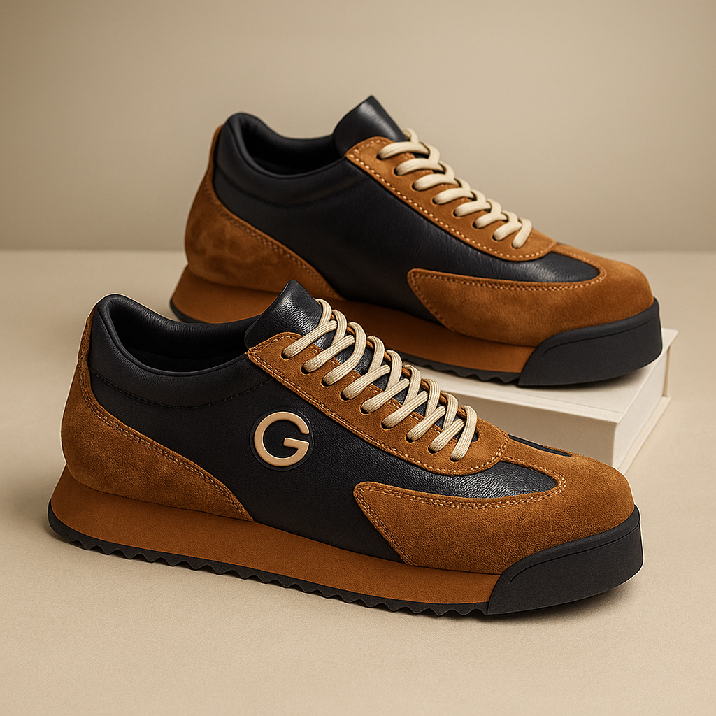 GAEL - Zapatillas de piel y ante estilo urbano con detalle de inicial y suela reforzada™