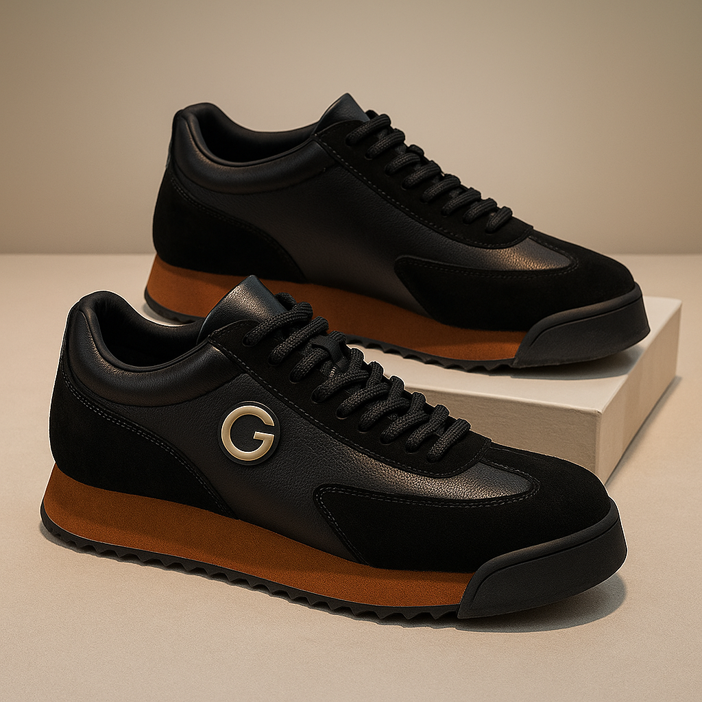 GAEL - Zapatillas de piel y ante estilo urbano con detalle de inicial y suela reforzada™