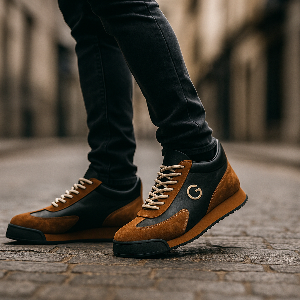 GAEL - Zapatillas de piel y ante estilo urbano con detalle de inicial y suela reforzada™