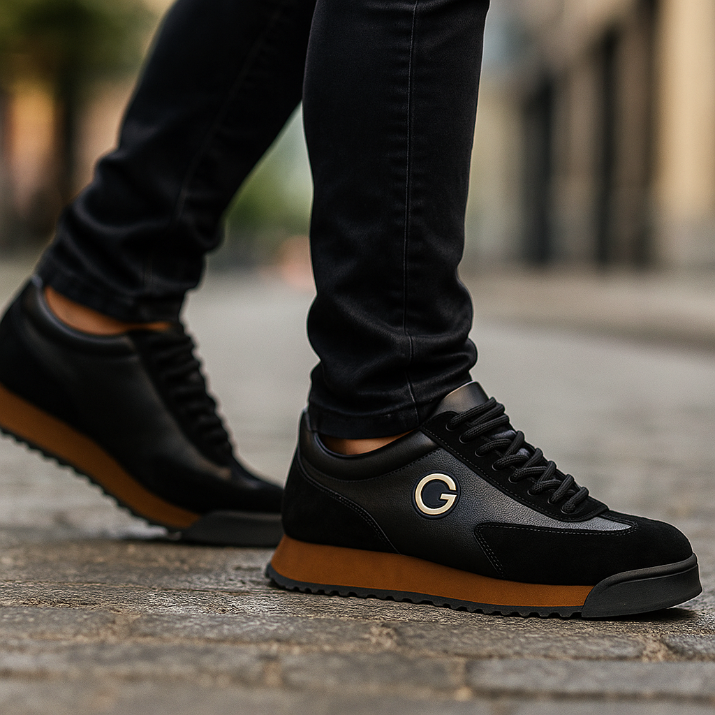 GAEL - Zapatillas de piel y ante estilo urbano con detalle de inicial y suela reforzada™