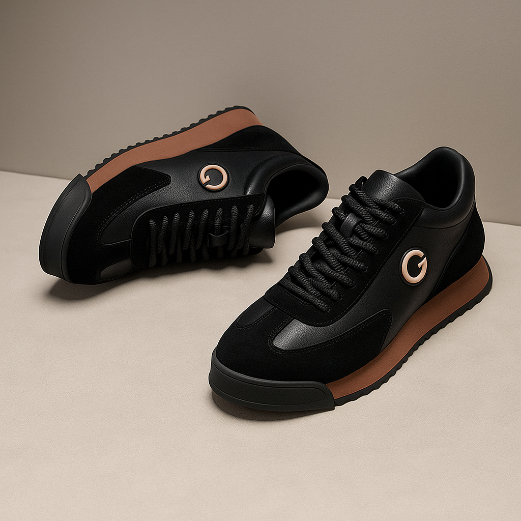 GAEL - Zapatillas de piel y ante estilo urbano con detalle de inicial y suela reforzada™