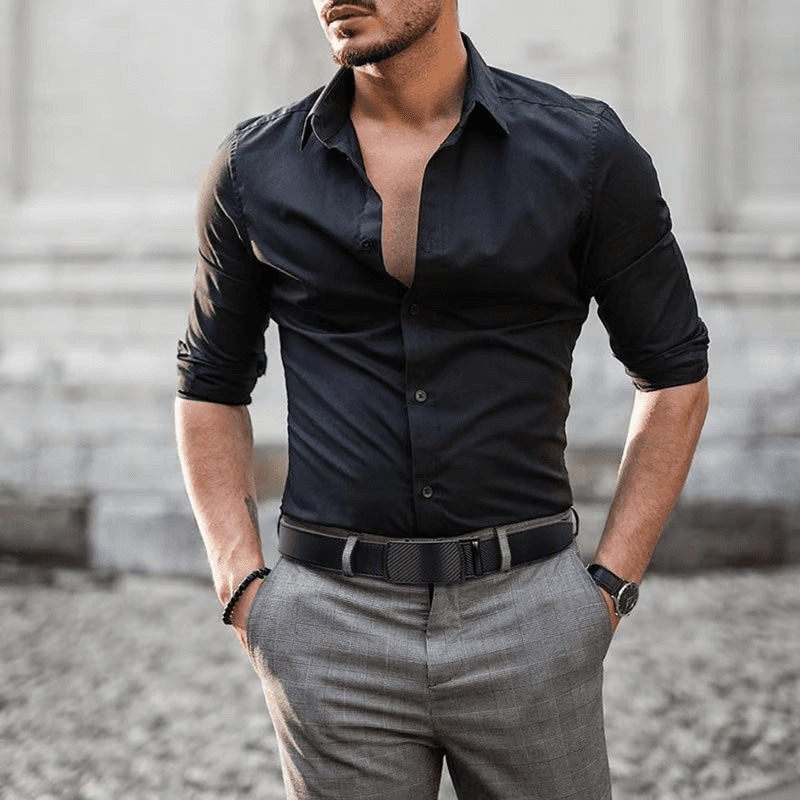 ✨️Idéal pour la fête des pères🎁 Ceinture à cliquet en cuir avec boucle réglable💼