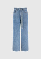 ADAM-Vaquero Wide Leg con Cinturón en Azul Lavado