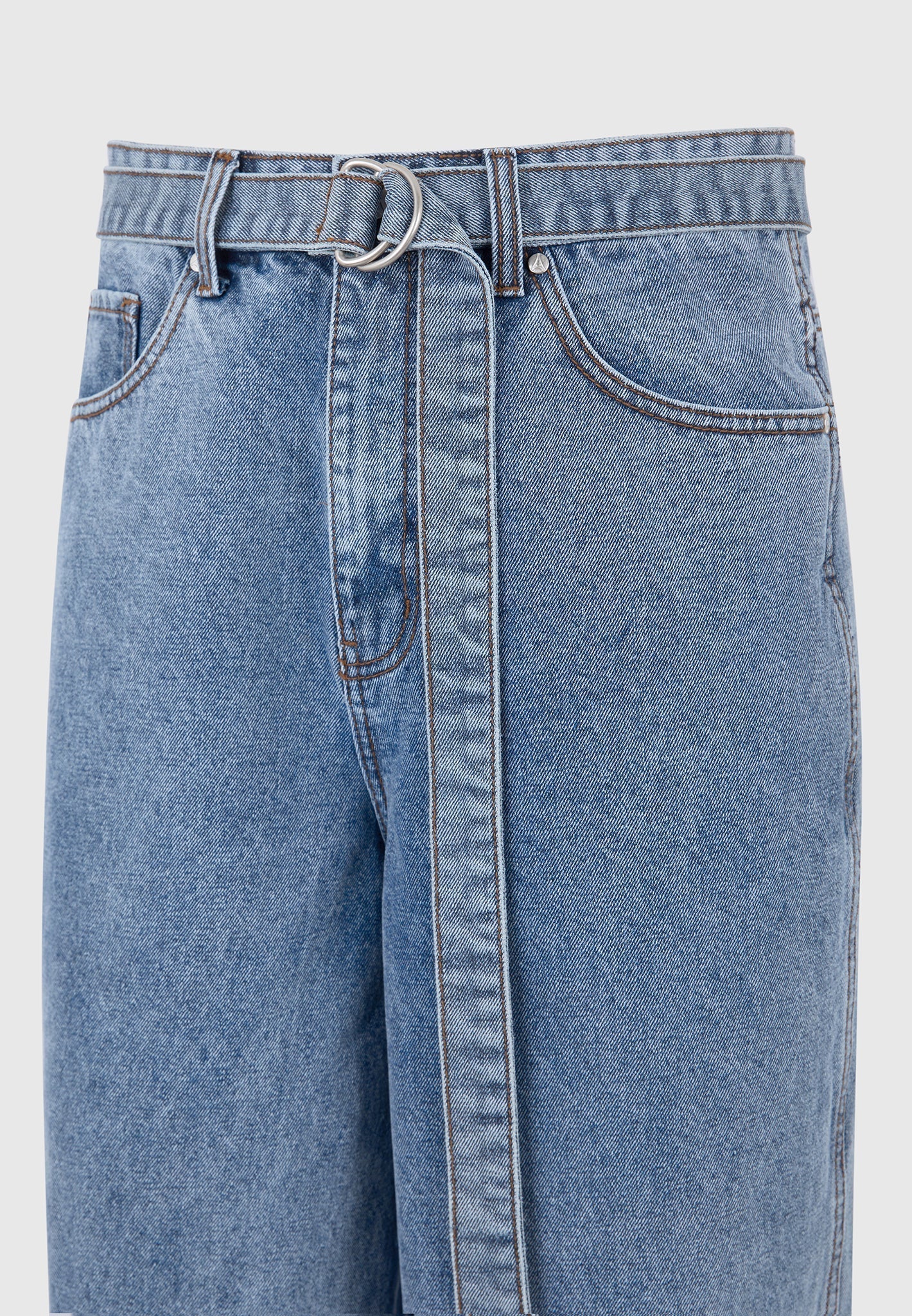 ADAM-Vaquero Wide Leg con Cinturón en Azul Lavado