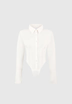 INÉS-Camisa Blanca Estructurada Corsé