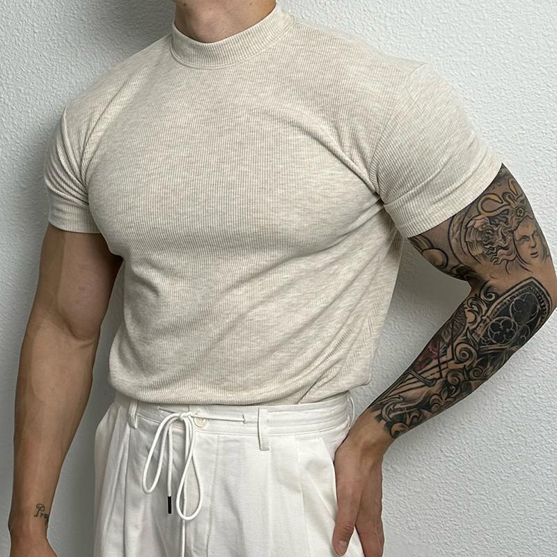 ISMAEL - Camiseta de manga corta acanalada con cuello perkins™