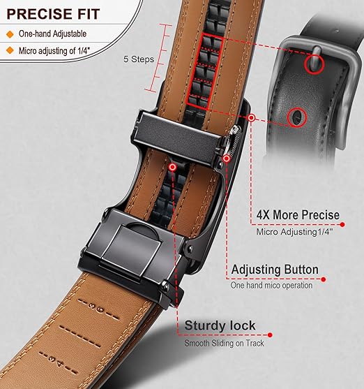 ✨️Idéal pour la fête des pères🎁 Ceinture à cliquet en cuir avec boucle réglable💼