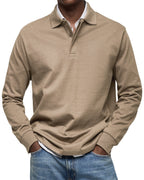 MAURO - Polo de manga larga en punto elástico con cuello camisero clásico™