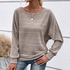JULIA - Jersey de punto suave de manga larga con cuello barco y textura acanalada™
