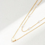 ARIEL - Collar doble de cadenas finas con perlas y dije de corazón en baño de oro™
