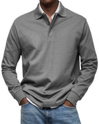 MAURO - Polo de manga larga en punto elástico con cuello camisero clásico™