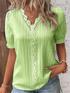 CLARA - Blusa de encaje con cuello en V™