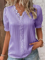 CLARA - Blusa de encaje con cuello en V™