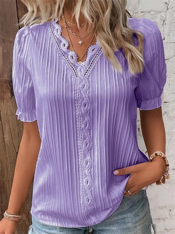 CLARA - Blusa de encaje con cuello en V™