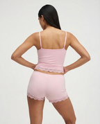 REBECA - Conjunto de pijama de top de tirantes y culotte con detalles de encaje™