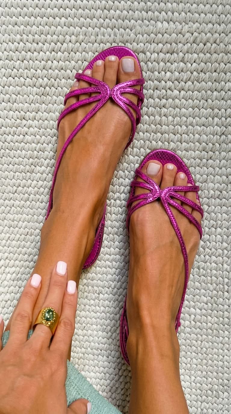 CELIA - Sandalia plana con tiras finas entrelazadas y acabado metalizado™