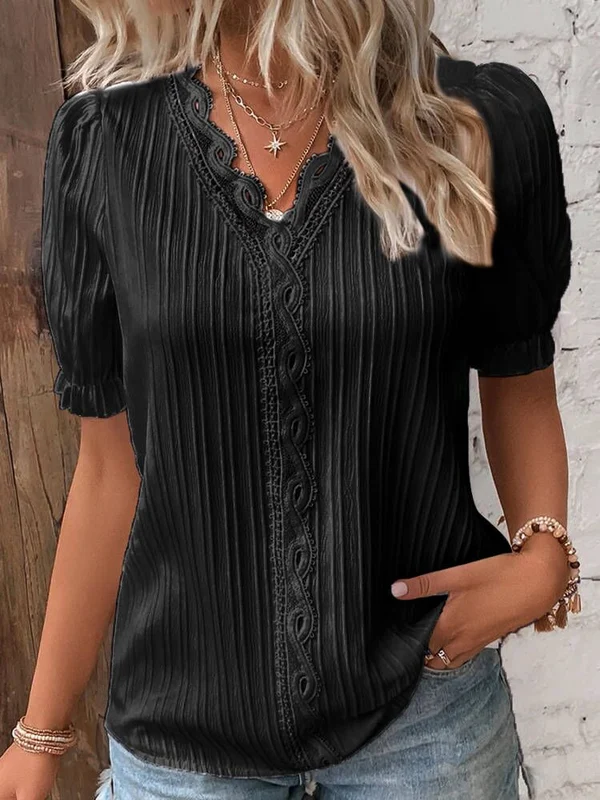 CLARA - Blusa de encaje con cuello en V™