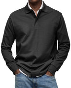 MAURO - Polo de manga larga en punto elástico con cuello camisero clásico™