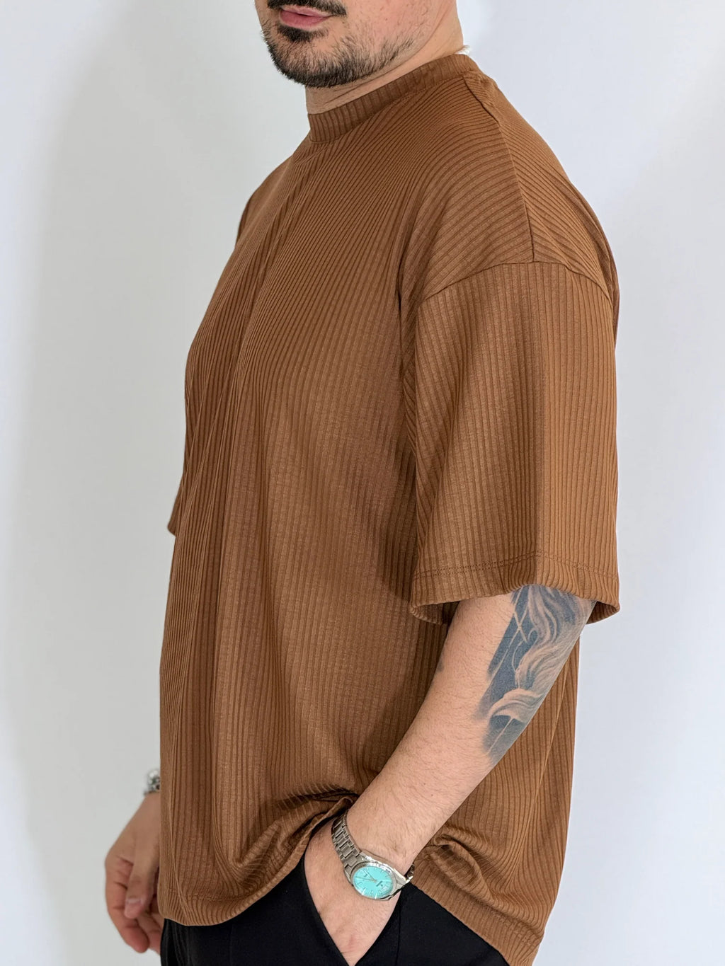 PEPE-Camiseta de viscosa acanalada con cuello redondo