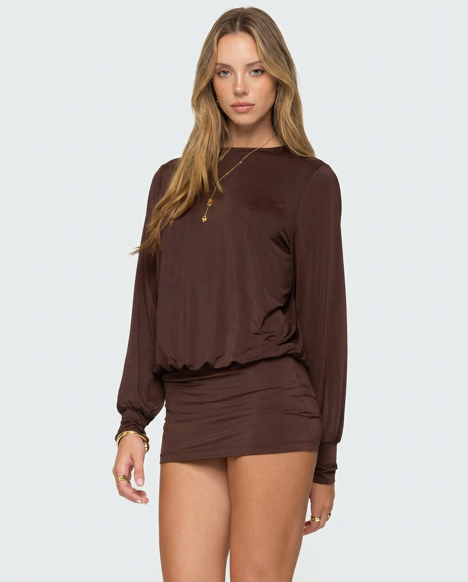 CANDELA - Minivestido de manga larga con espalda al aire™