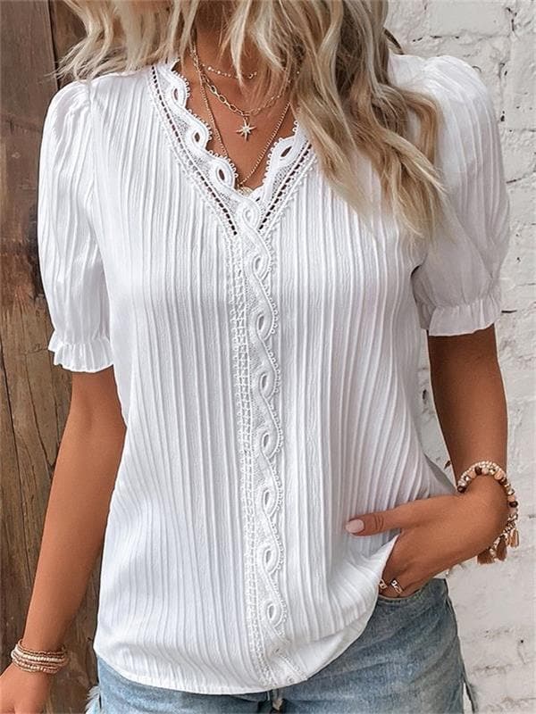 CLARA - Blusa de encaje con cuello en V™