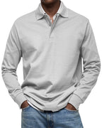 MAURO - Polo de manga larga en punto elástico con cuello camisero clásico™