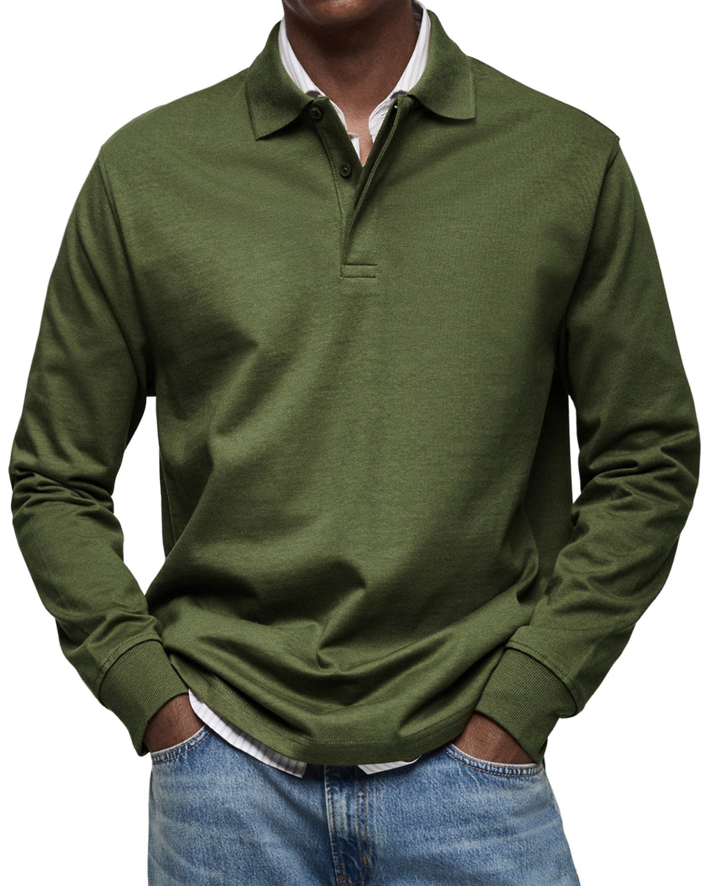 MAURO - Polo de manga larga en punto elástico con cuello camisero clásico™