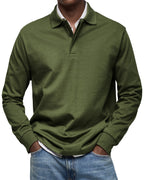 MAURO - Polo de manga larga en punto elástico con cuello camisero clásico™